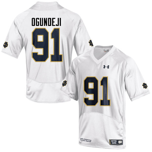 Men's NCAA Notre Dame Fighting Irish #91 Adetokunbo Ogundeji Stitched College Under Armour Authentic White Football Jersey GB10T84FJ